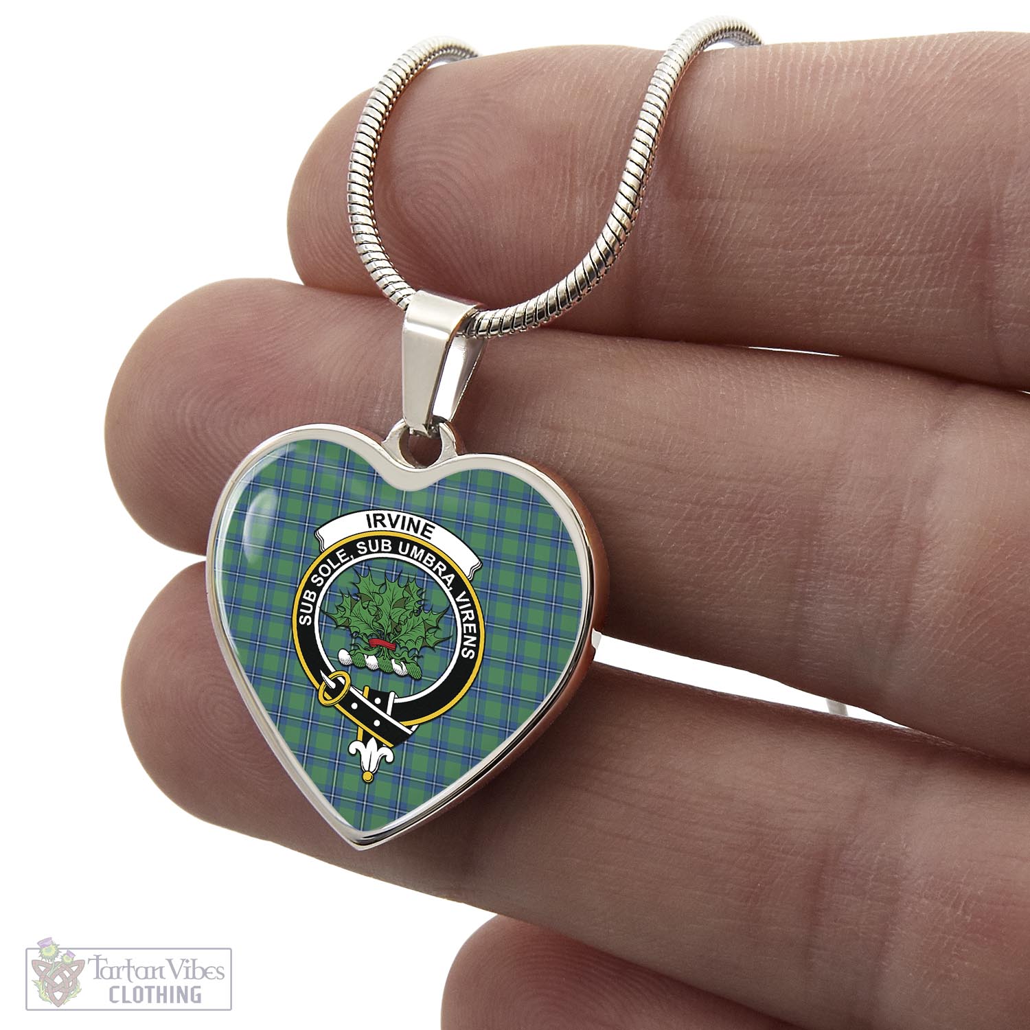 Tartan Vibes Clothing Irvine Ancient Tartan Heart Necklace with Family Crest