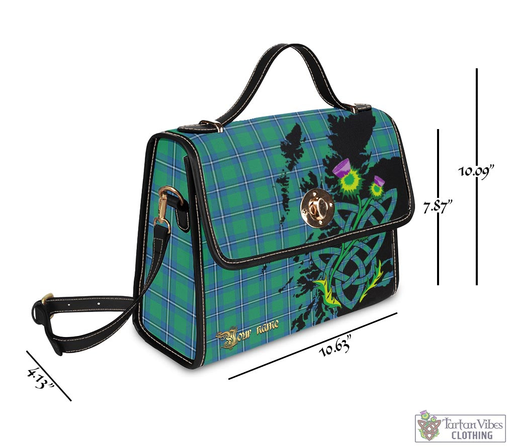 Tartan Vibes Clothing Irvine Ancient Tartan Waterproof Canvas Bag with Scotland Map and Thistle Celtic Accents