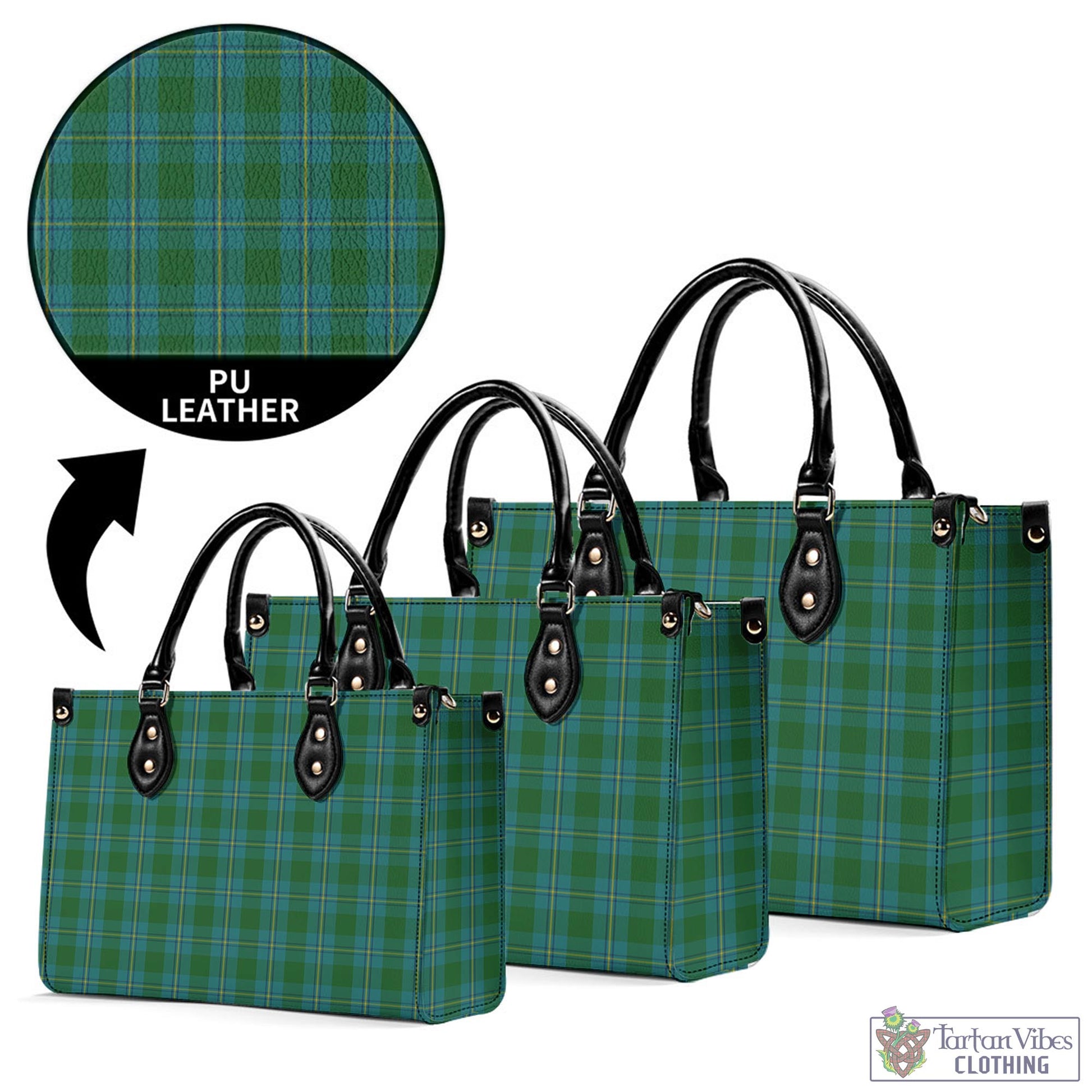 Tartan Vibes Clothing Irvine of Bonshaw Tartan Luxury Leather Handbags