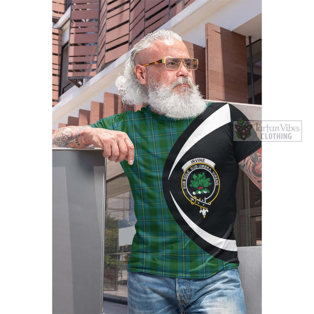 Tartan Vibes Clothing Irvine of Bonshaw Tartan Cotton T-shirt with Family Crest Circle Style