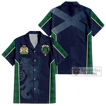 Irvine of Bonshaw Tartan Short Sleeve Button Shirt with Family Crest and Lion Rampant Vibes Sport Style