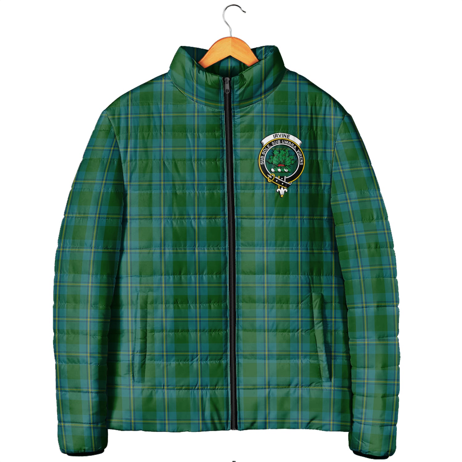 Irvine of Bonshaw Tartan Padded Jacket with Family Crest Men's Padded Jacket - Tartan Vibes Clothing