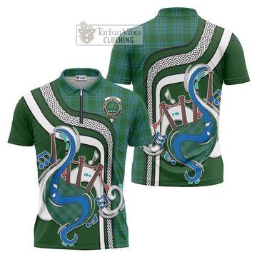 Irvine of Bonshaw Tartan Zipper Polo Shirt with Epic Bagpipe Style