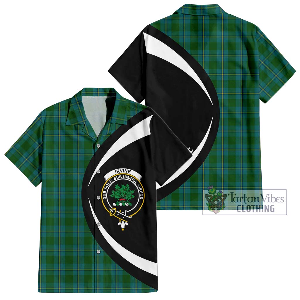 Irvine of Bonshaw Tartan Short Sleeve Button Up with Family Crest Circle Style Kid - Tartan Vibes Clothing