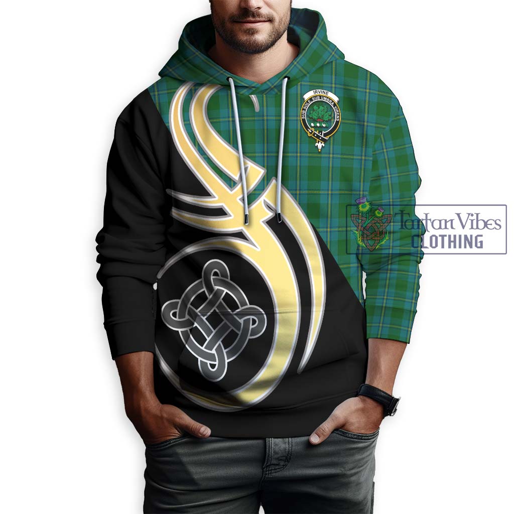 Irvine of Bonshaw Tartan Hoodie with Family Crest and Celtic Symbol Style Zip Hoodie - Tartan Vibes Clothing