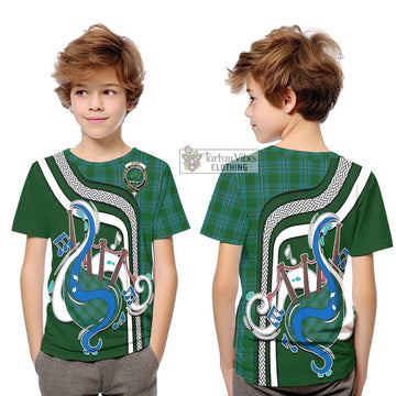 Irvine of Bonshaw Tartan Kid T-Shirt with Epic Bagpipe Style