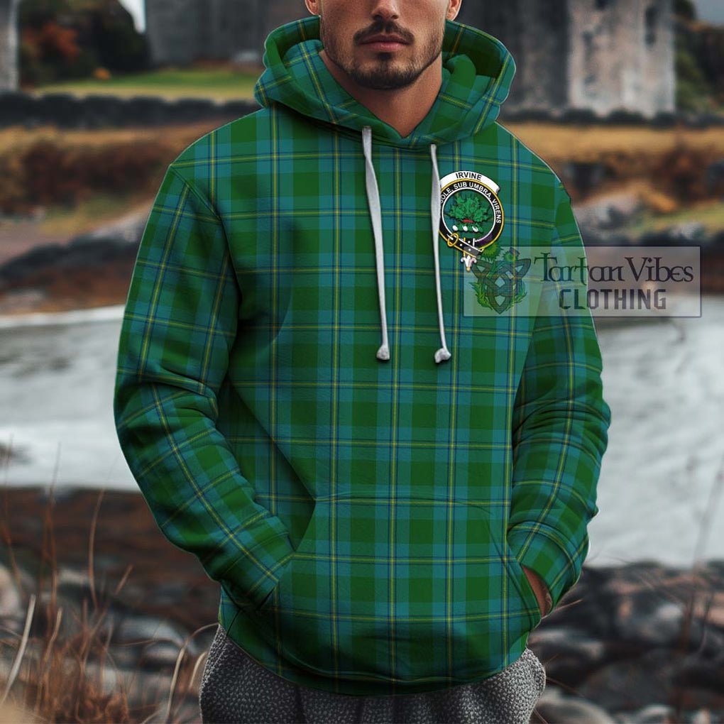 Irvine of Bonshaw Tartan Cotton Hoodie with Family Crest Pullover Hoodie XS - Tartan Vibes Clothing