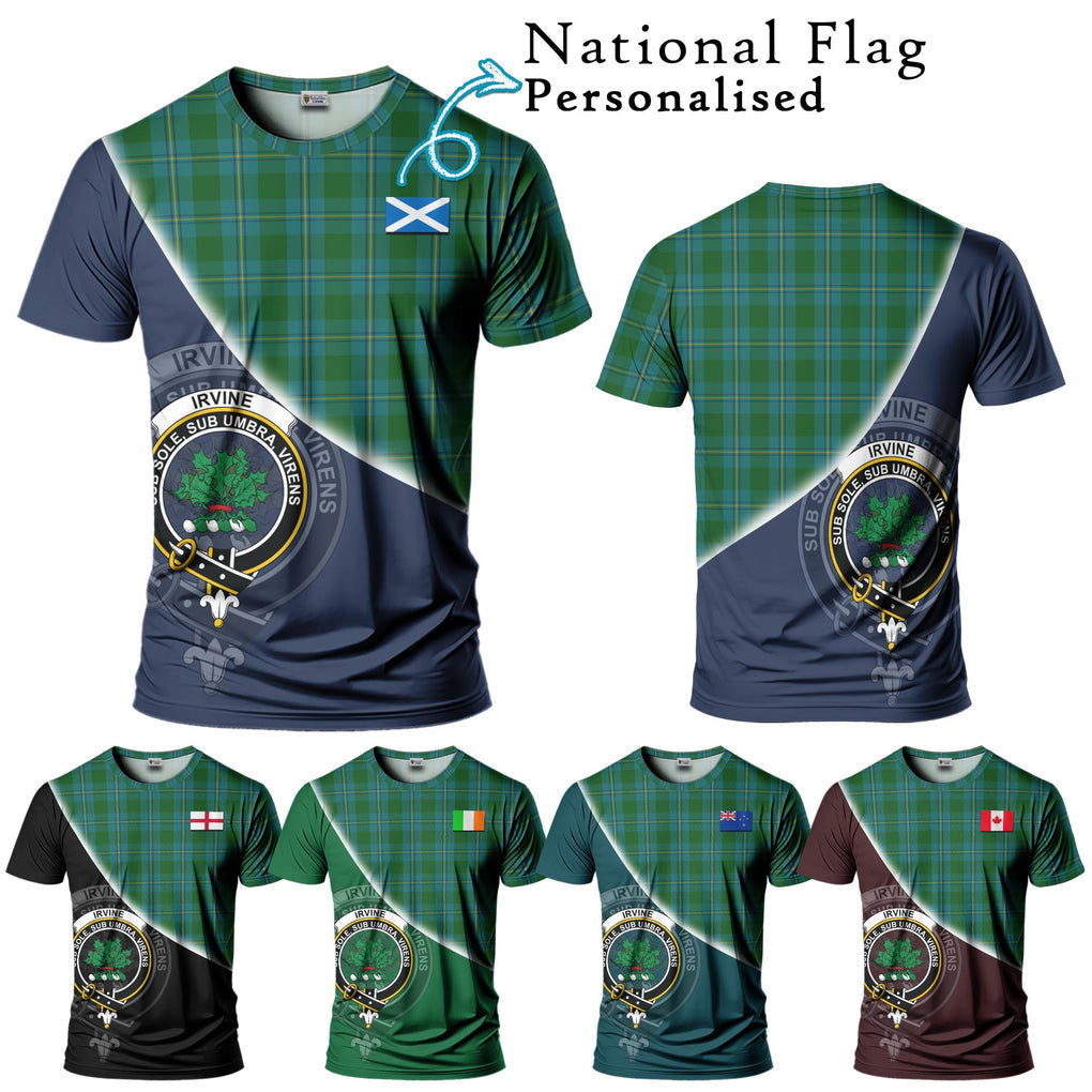 Irvine of Bonshaw Tartan T-Shirt with Personalised National Flag and Family Crest Half Style Kid's Shirt - Tartanvibesclothing Shop