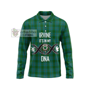 Irvine of Bonshaw Tartan Long Sleeve Polo Shirt with Family Crest DNA In Me Style