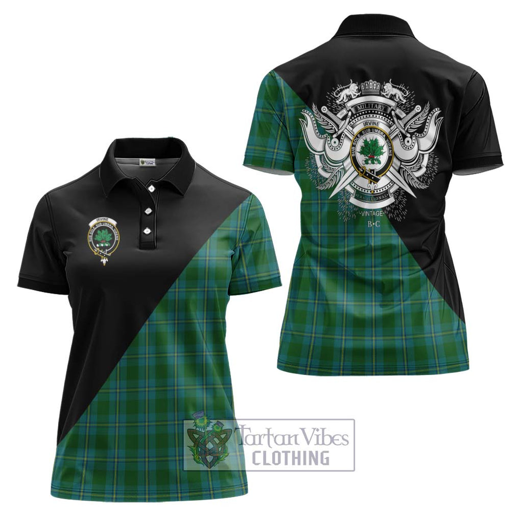 Irvine of Bonshaw Tartan Women's Polo Shirt with Family Crest and Military Logo Style Women - Tartanvibesclothing Shop