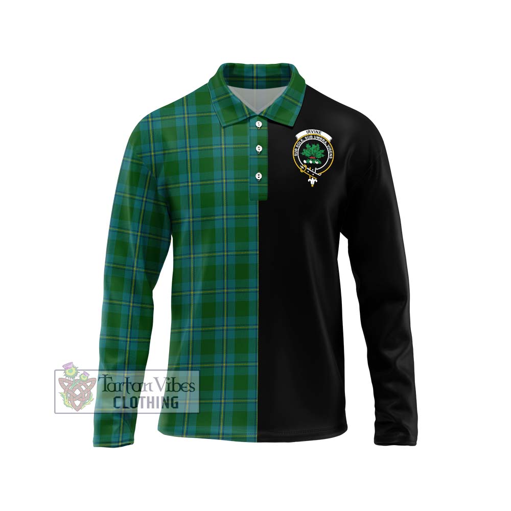 Irvine of Bonshaw Tartan Long Sleeve Polo Shirt with Family Crest and Half Of Me Style Unisex - Tartanvibesclothing Shop