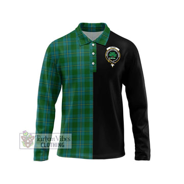 Irvine of Bonshaw Tartan Long Sleeve Polo Shirt with Family Crest and Half Of Me Style