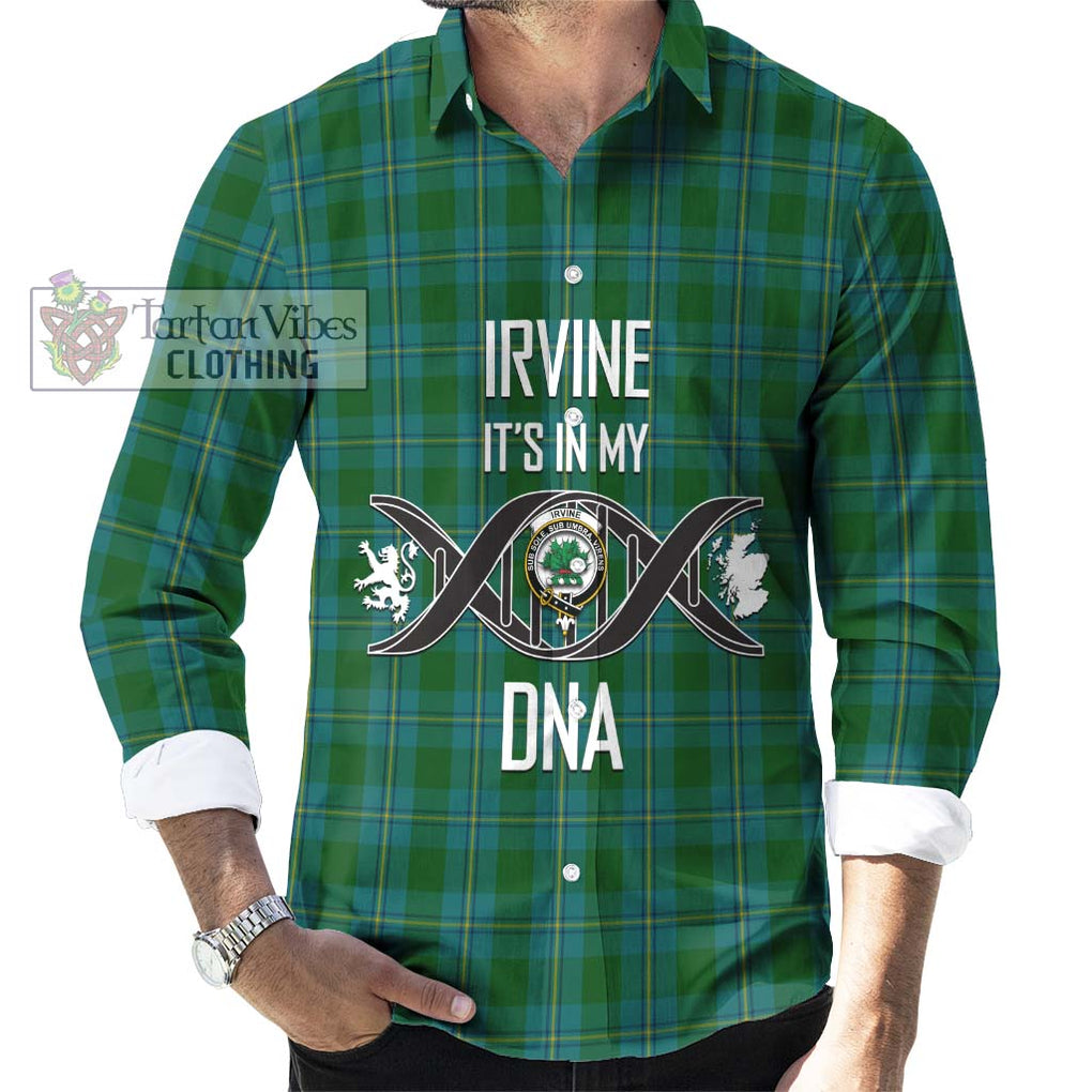 Irvine of Bonshaw Tartan Long Sleeve Button Shirt with Family Crest DNA In Me Style Men's Shirt S - Tartanvibesclothing Shop