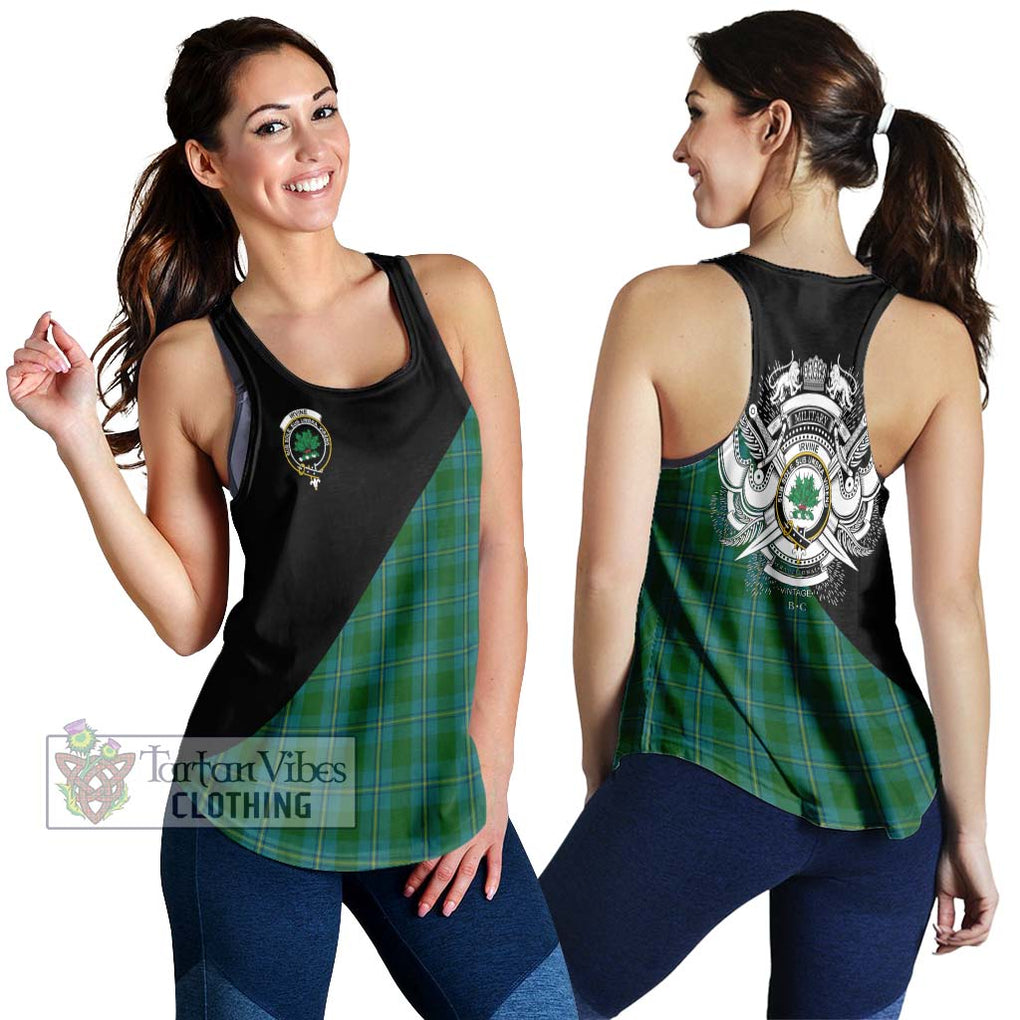 Irvine of Bonshaw Tartan Women's Racerback Tanks with Family Crest and Military Logo Style 4XL - Tartanvibesclothing Shop