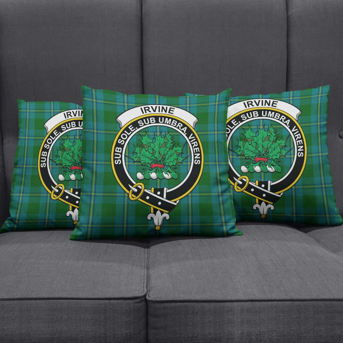 Irvine of Bonshaw Tartan Pillow Cover with Family Crest Square Pillow Cover - Tartanvibesclothing