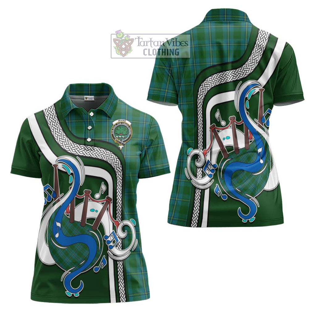 Irvine of Bonshaw Tartan Women's Polo Shirt with Epic Bagpipe Style Women - Tartanvibesclothing Shop