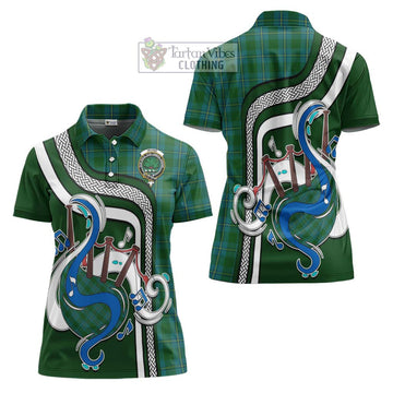 Irvine of Bonshaw Tartan Women's Polo Shirt with Epic Bagpipe Style