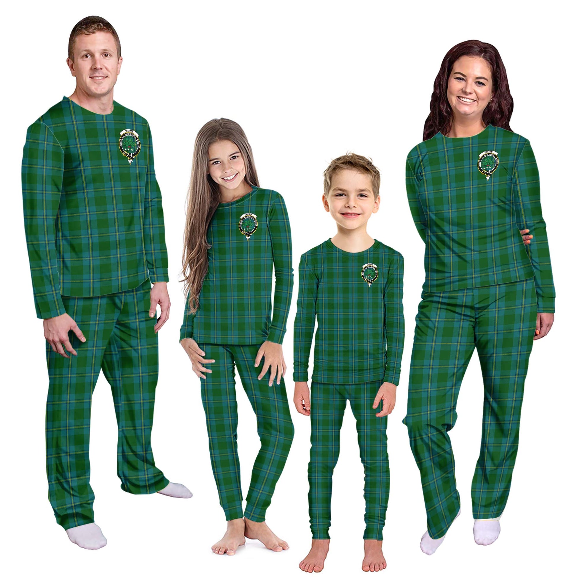 Irvine of Bonshaw Tartan Pajamas Family Set with Family Crest Kid - Tartan Vibes Clothing