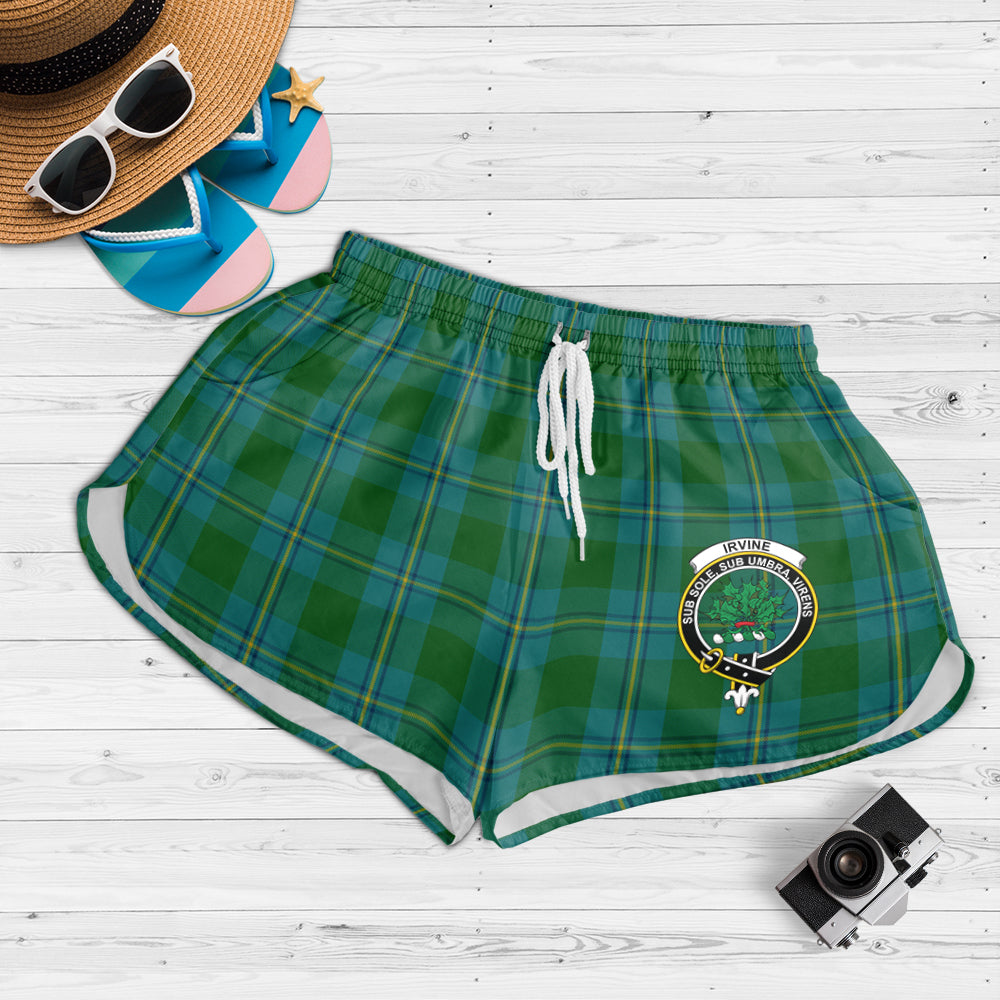 irvine-of-bonshaw-tartan-womens-shorts-with-family-crest