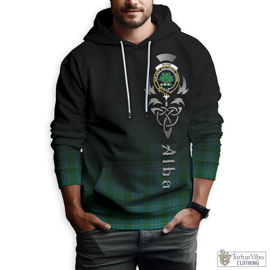 Tartan Vibes Clothing Irvine of Bonshaw Tartan Hoodie Featuring Alba Gu Brath Family Crest Celtic Inspired