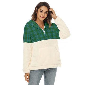 Irvine of Bonshaw Tartan Women's Borg Fleece Hoodie With Half Zip