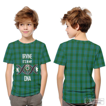 Irvine of Bonshaw Tartan Kid T-Shirt with Family Crest DNA In Me Style