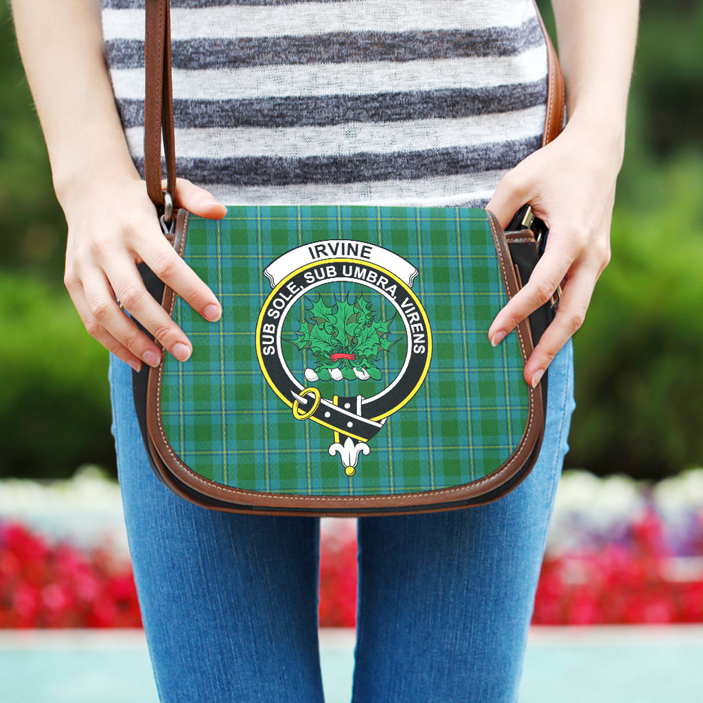 Irvine of Bonshaw Tartan Saddle Bag with Family Crest One Size - Tartan Vibes Clothing