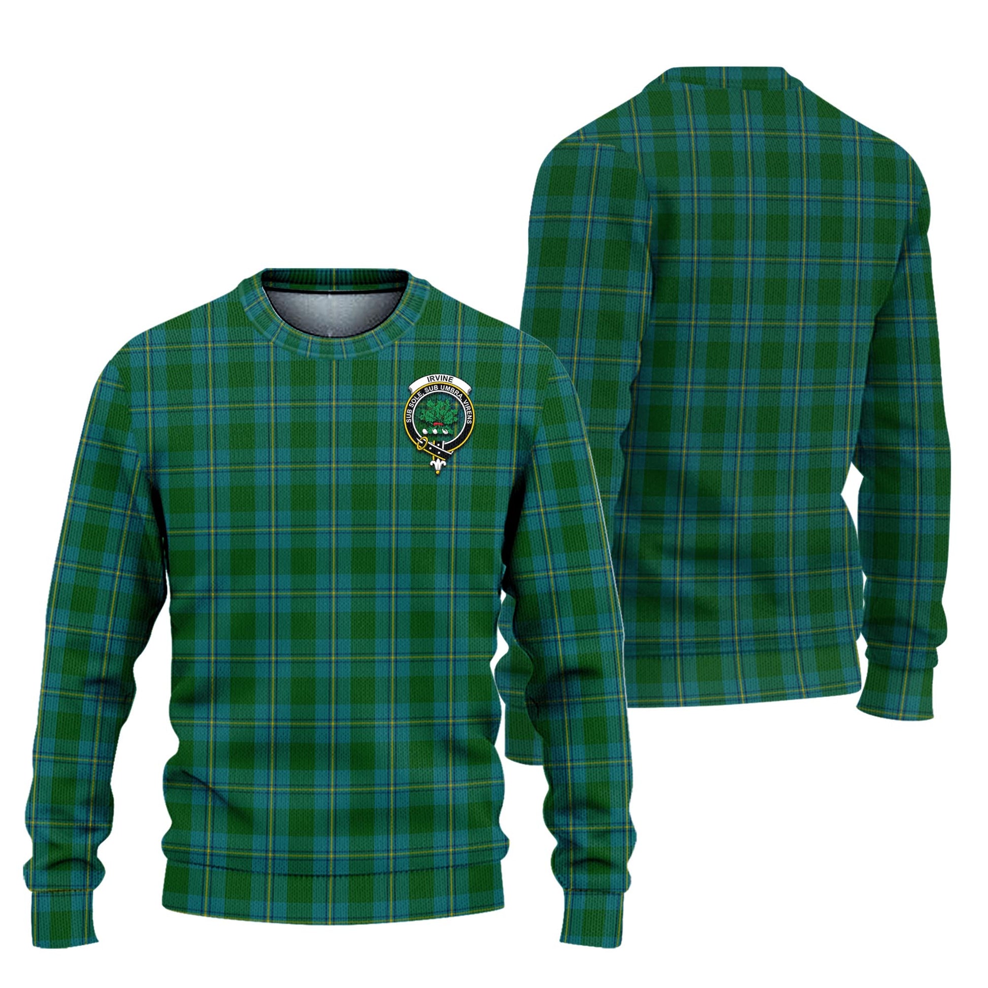 Irvine of Bonshaw Tartan Knitted Sweater with Family Crest Unisex - Tartanvibesclothing