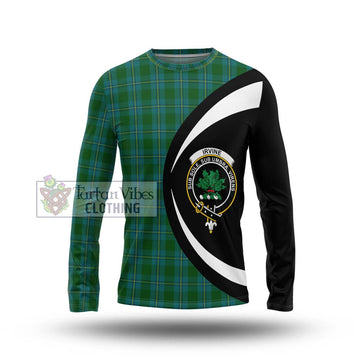 Irvine of Bonshaw Tartan Long Sleeve T-Shirt with Family Crest Circle Style