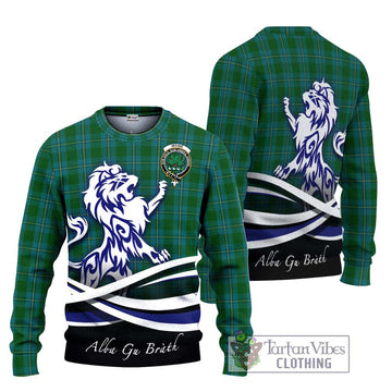 Irvine of Bonshaw Tartan Ugly Sweater with Alba Gu Brath Regal Lion Emblem