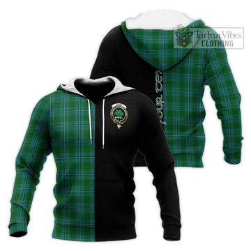 Irvine of Bonshaw Tartan Knitted Hoodie with Family Crest and Half Of Me Style