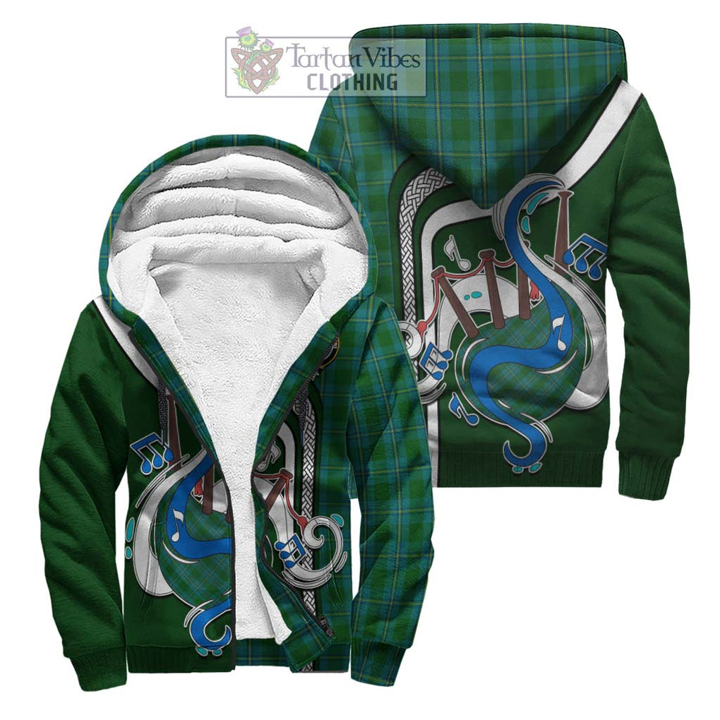 Irvine of Bonshaw Tartan Sherpa Hoodie with Epic Bagpipe Style Unisex S - Tartanvibesclothing Shop