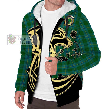 Irvine of Bonshaw Tartan Sherpa Hoodie with Family Crest Celtic Wolf Style