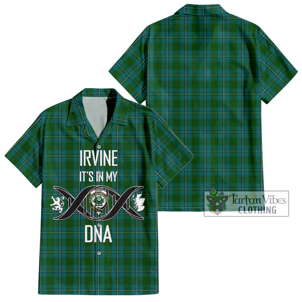 Irvine of Bonshaw Tartan Short Sleeve Button Shirt with Family Crest DNA In Me Style Kid - Tartanvibesclothing Shop