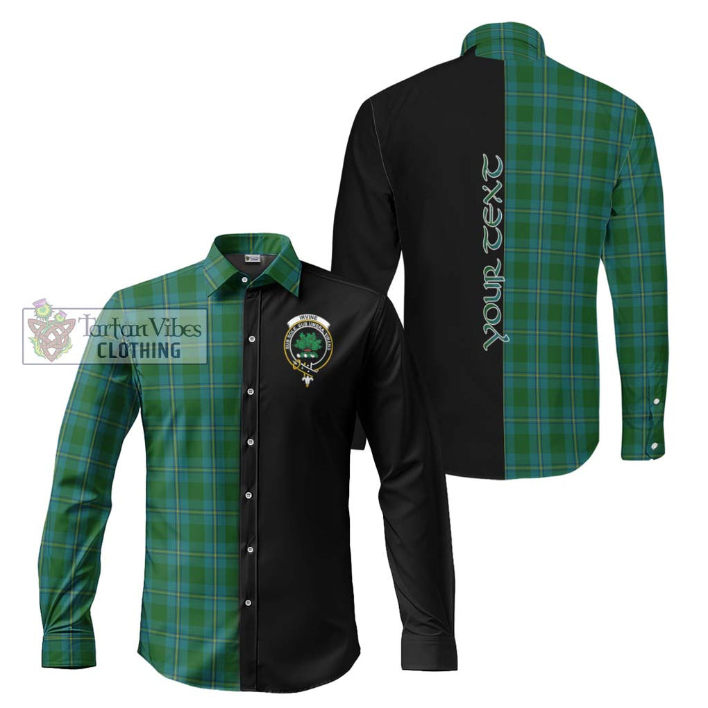 Irvine of Bonshaw Tartan Long Sleeve Button Shirt with Family Crest and Half Of Me Style Men's Shirt S - Tartanvibesclothing Shop