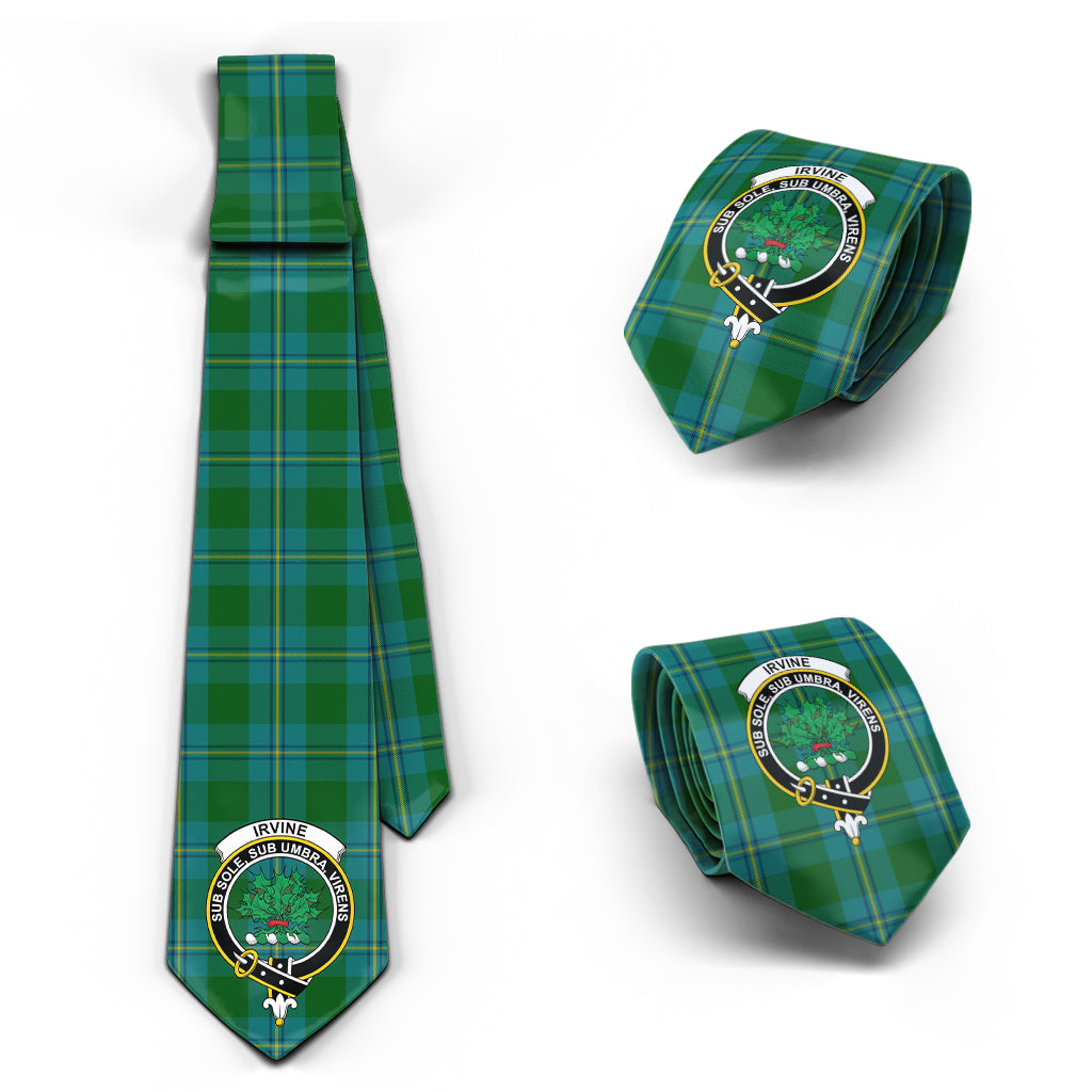 Irvine of Bonshaw Tartan Classic Necktie with Family Crest Necktie One Size - Tartan Vibes Clothing