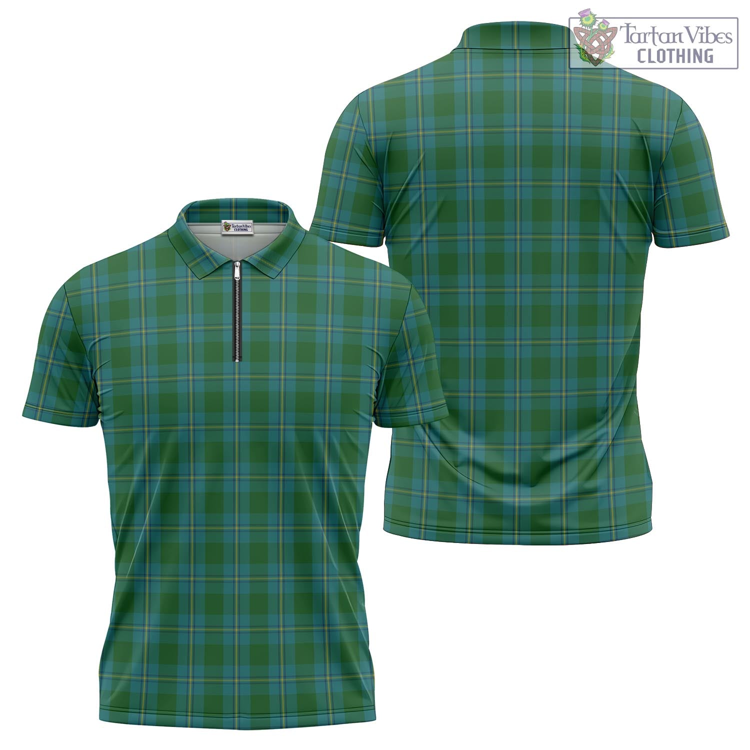 Tartan Vibes Clothing Irvine of Bonshaw Tartan Zipper Polo Shirt