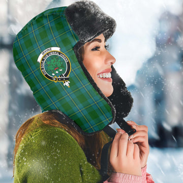 Irvine of Bonshaw Tartan Winter Trapper Hat with Family Crest