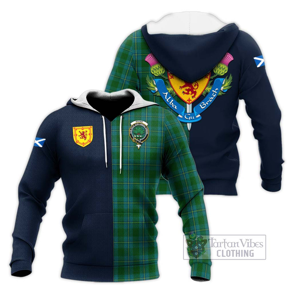 Tartan Vibes Clothing Irvine of Bonshaw Tartan Knitted Hoodie with Scottish Lion Royal Arm Half Style