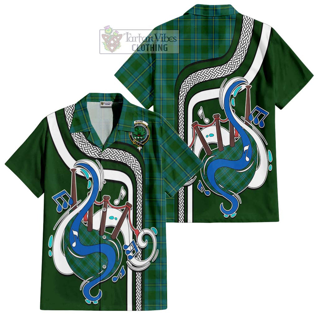 Irvine of Bonshaw Tartan Short Sleeve Button Shirt with Epic Bagpipe Style Kid - Tartanvibesclothing Shop