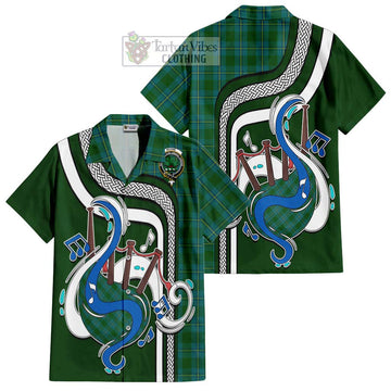 Irvine of Bonshaw Tartan Short Sleeve Button Shirt with Epic Bagpipe Style