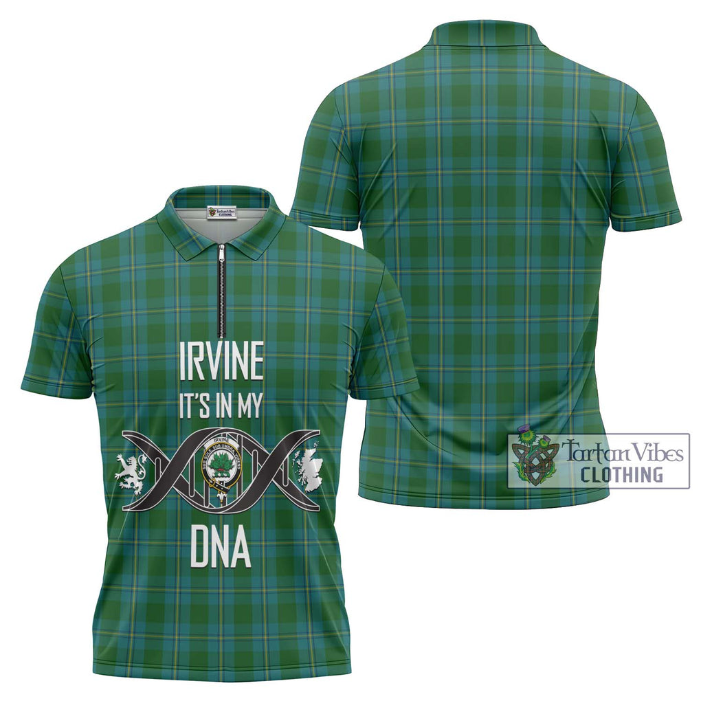 Irvine of Bonshaw Tartan Zipper Polo Shirt with Family Crest DNA In Me Style Unisex - Tartanvibesclothing Shop