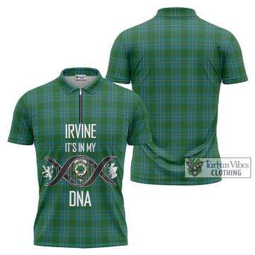 Irvine of Bonshaw Tartan Zipper Polo Shirt with Family Crest DNA In Me Style