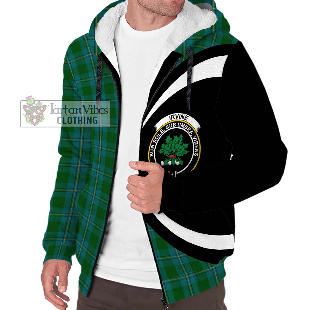 Irvine of Bonshaw Tartan Sherpa Hoodie with Family Crest Circle Style Unisex S - Tartan Vibes Clothing