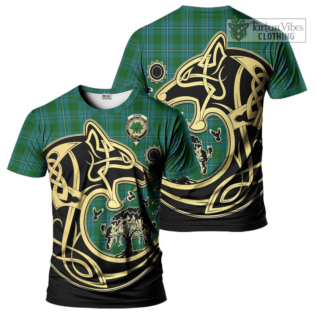 Irvine of Bonshaw Tartan T-Shirt with Family Crest Celtic Wolf Style Kid's Shirt - Tartan Vibes Clothing