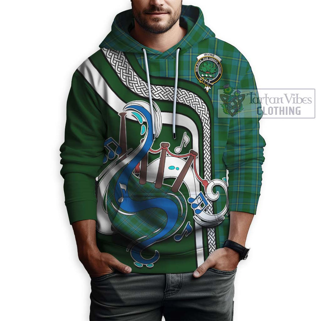 Irvine of Bonshaw Tartan Hoodie with Epic Bagpipe Style Zip Hoodie - Tartanvibesclothing Shop