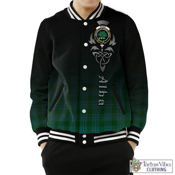 Irvine of Bonshaw Tartan Baseball Jacket Featuring Alba Gu Brath Family Crest Celtic Inspired