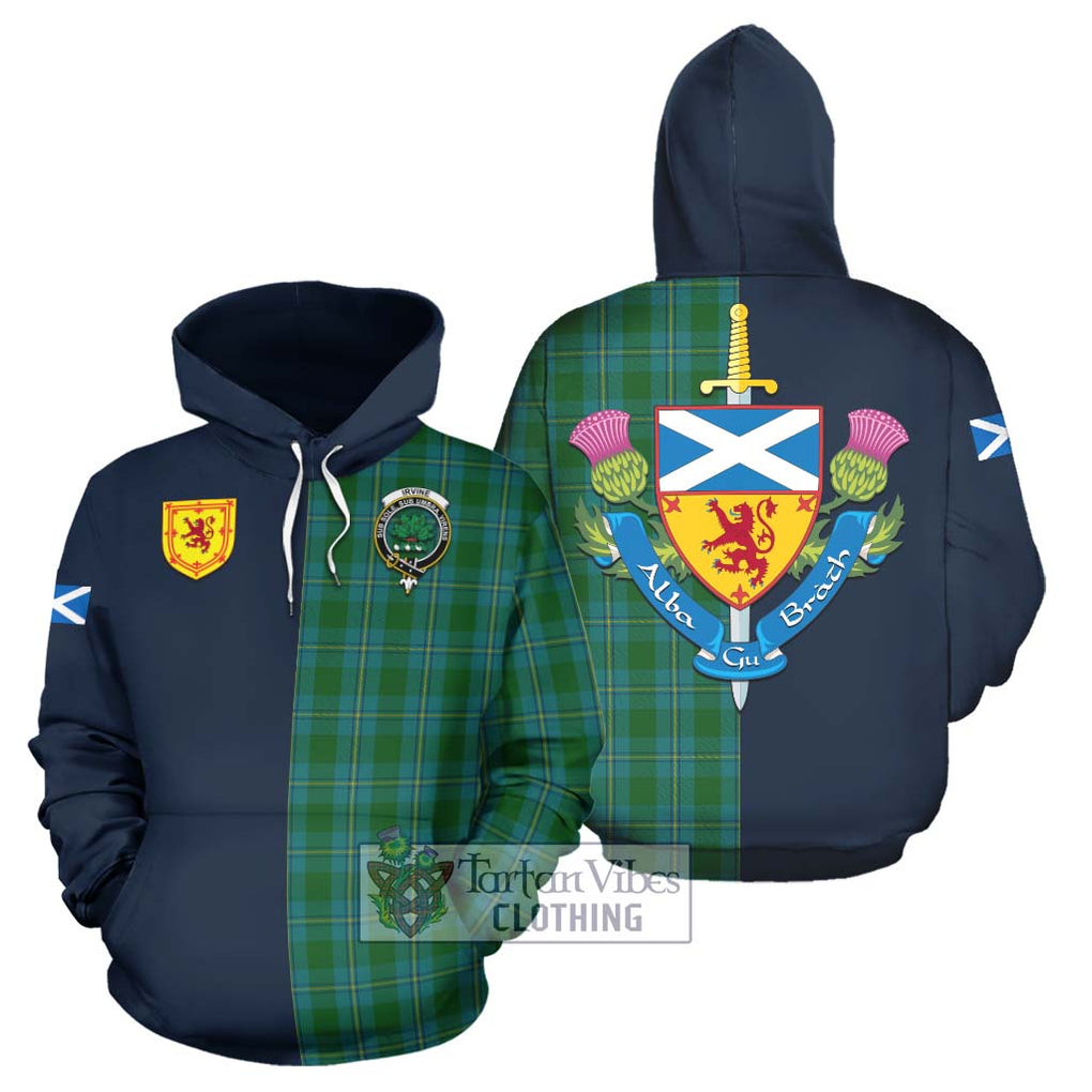 Tartan Vibes Clothing Irvine of Bonshaw Tartan Hoodie with Scottish Lion Royal Arm Half Style