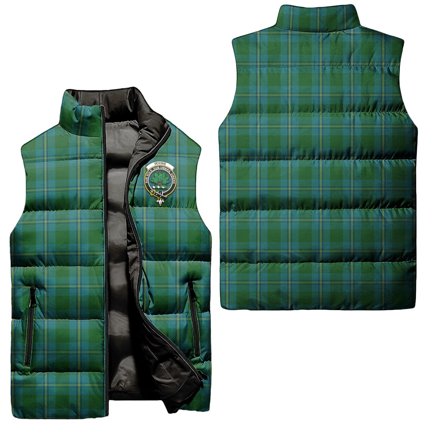 Irvine of Bonshaw Tartan Sleeveless Puffer Jacket with Family Crest Unisex - Tartanvibesclothing