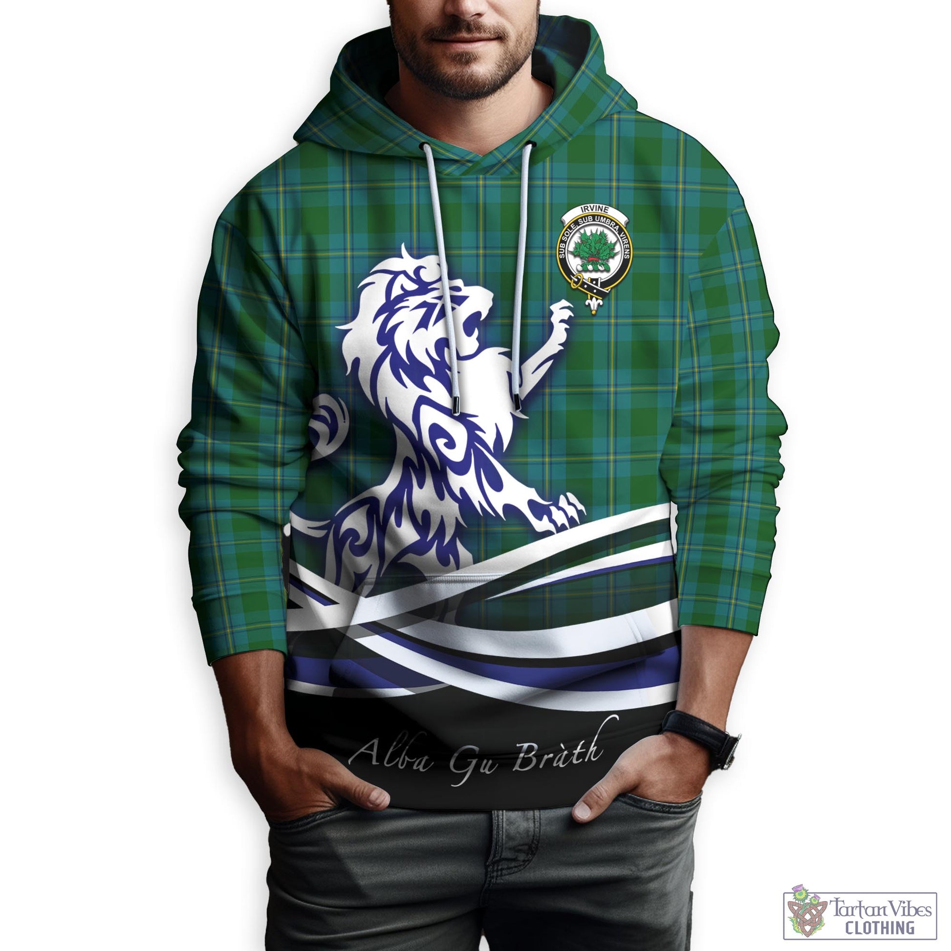 irvine-of-bonshaw-tartan-hoodie-with-alba-gu-brath-regal-lion-emblem